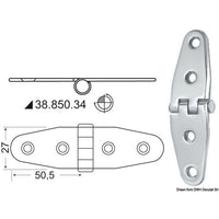 Osculati Stainless Steel Hinge (101mm x 27mm / Reversed Pin) 831412 38.850.34