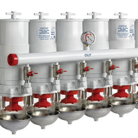 VETUS water separator/fuel filter, 5 in line, 30-micron, max. 48lt/min