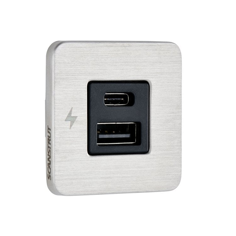 Scanstrut TILE USB-A/C Interior Charging Socket 12-24V - Stainless Steel