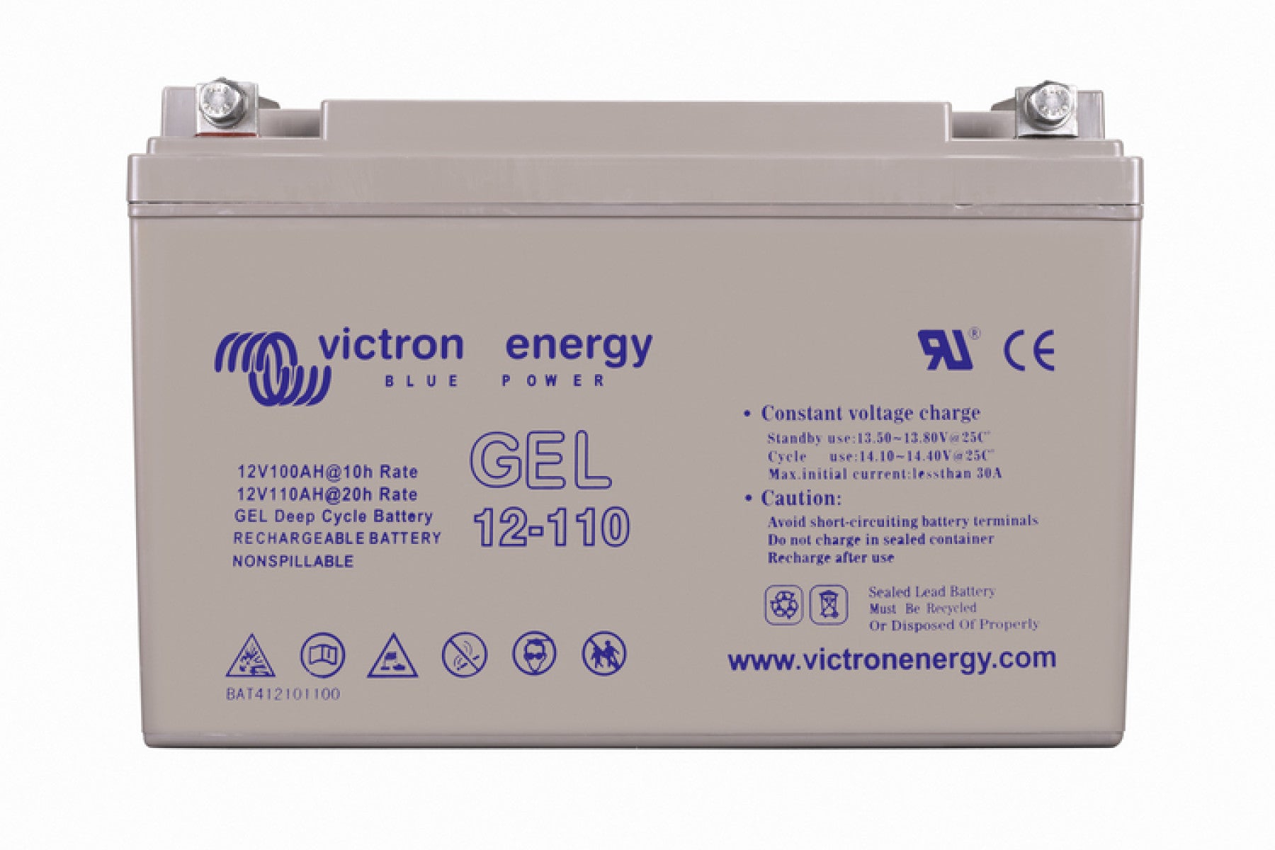 Victron 12V GEL deep cycle battery - 100 ah @ C10, 110 ah @ C20