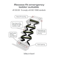 Recess fit emergency ladder suitable to comply with ISO 15085 and ABYC H-41 standards