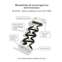 Recess fit emergency ladder suitable to comply with ISO 15085 and ABYC H-41 standards
