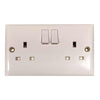 Convex Slim Double Socket in White (2 Switches / Single Pole)