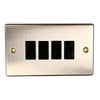 Round Edge 4-Gang Switch in Brushed Steel and Black (2 Way / 10A)