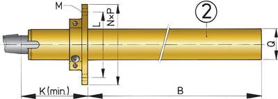 VETUS Bronze stern tube with mounting flange and one bearing aft, length 800mm, diameter 30mm.
