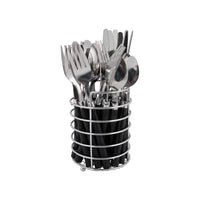 Bo-Camp Cutlery Set with Basket (24 Pieces / 6 Persons / Black)