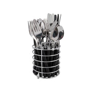 Bo-Camp Cutlery Set with Basket (24 Pieces / 6 Persons / Black)