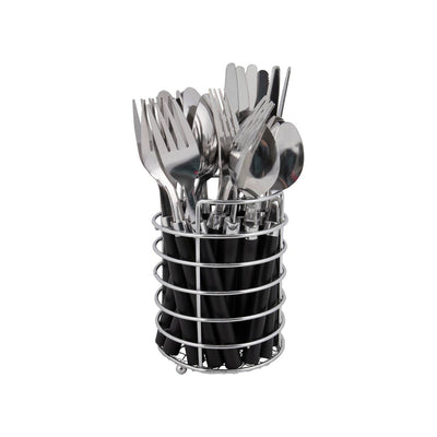 Bo-Camp Cutlery Set with Basket (24 Pieces / 6 Persons / Black)