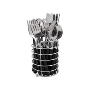 Bo-Camp Cutlery Set with Basket (24 Pieces / 6 Persons / Black)