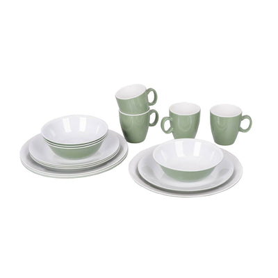 Bo-Camp Tableware Two-Tone Melamine (16 Pieces / Green/White)