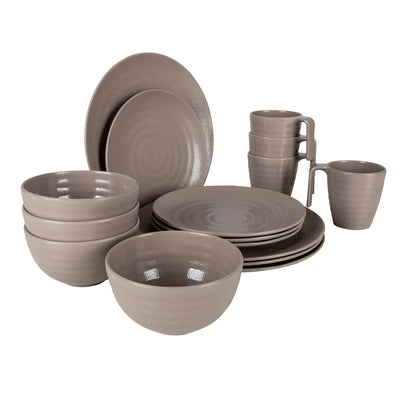 Bo-Camp Tableware Stone 16 Pieces Beige