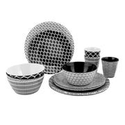 Bo-Camp Tableware Mix & Match Melamine 16 Pieces Black/White