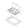 CAN Hoodiny Hob Unit 530 x 340mm (Glass Lid / 2 Burners / Piezo)