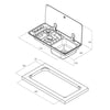 CAN Randi Hob & RH Sink 716 x 340mm (Single Glass Lid / 2 Burners / Piezo)