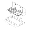 CAN Randi Hob & RH Sink 716 x 340mm (Double Glass Lid / 2 Burners / Piezo)