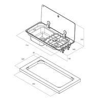 CAN Randi Hob & LH Sink 716 x 340mm (Single Glass Lid / 2 Burners / Piezo)