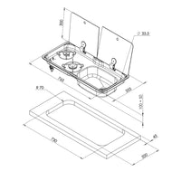 CAN Randi Hob with Right Hand Sink Unit (2 Glass Lid, 2 Burner, Piezo)