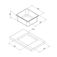 CAN Rectangular Sink 350 x 320mm (No Waste Included)