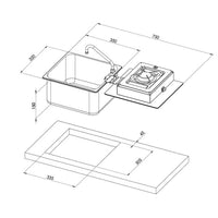 CAN Foldy Hob & Sink Unit with Glass Lid (1 Burner / Manual Ignition)
