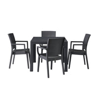 Canterbury Rattan Style Small Table Set with 4 Arm Chairs