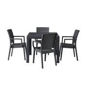 Canterbury Rattan Style Small Table Set with 4 Arm Chairs