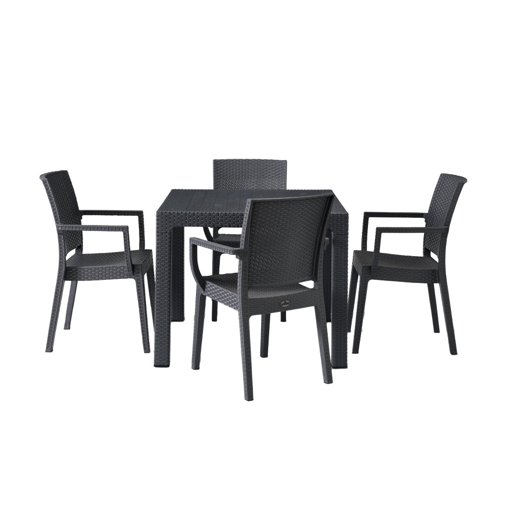 Canterbury Rattan Style Small Table Set with 4 Arm Chairs