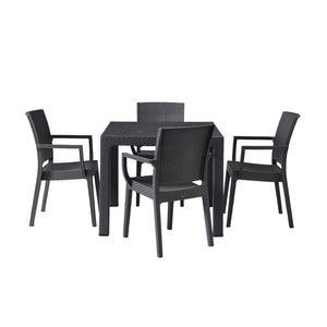 Canterbury Rattan Style Small Table Set with 4 Arm Chairs