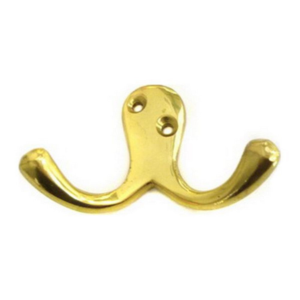 AG Double Robe Hook in Brass (Side-By-Side / 75mm)