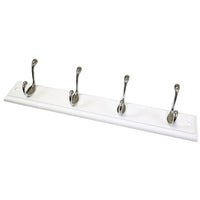 AG 4 Coat Hooks On White Board 410 x 80mm