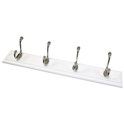 AG 4 Coat Hooks On White Board 410 x 80mm