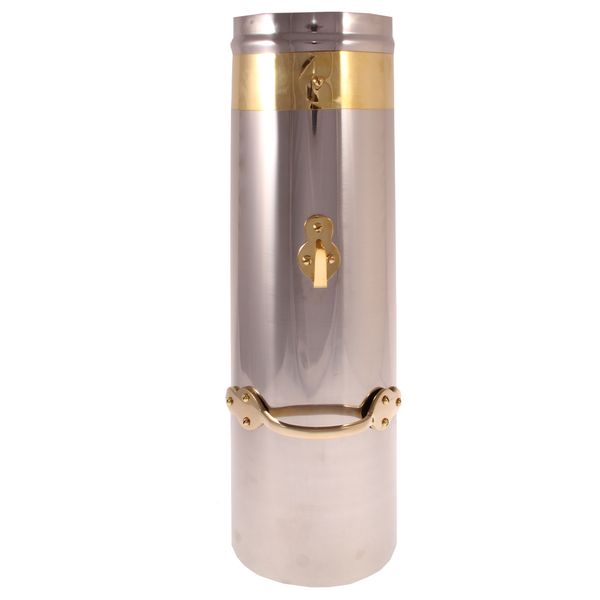 AG Double Skin Chimney 18" x 6" Stainless with Brass Band