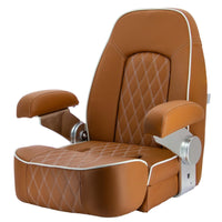 VETUS SEAMAN helm seat with flip up squab, skai orange brown (cognac)