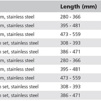 VETUS parallel arm set, S/S, L = 386 - 471 mm, with DIN taper (DINSDX)