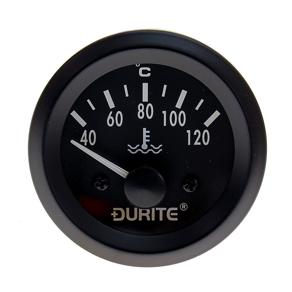 Durite 0-523-23 Temperature Gauge (Black Bezel and Dial, 1/8" Sender)