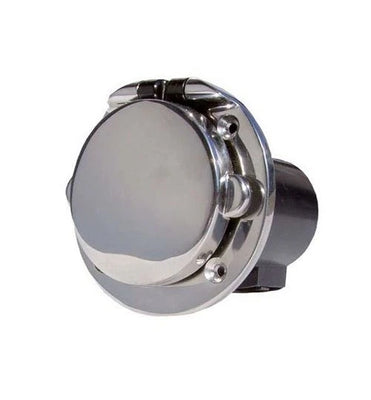 VETUS Shore power wall inlet 16A, polished IP56, flush-mounted, stainless steel AISI 316