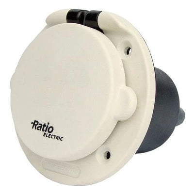 VETUS Shore power wall inlet 16A, white IP56, flush-mounted, polyamide