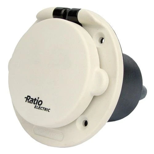 VETUS Shore power wall inlet 16A, white IP56, flush-mounted, polyamide