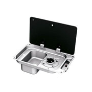 CAN 1 Left Hand Burner Sink Combi Unit c/w Glass Lid & Piezo Ign