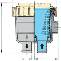 VETUS cooling water strainer type 330, for 38mm hose connections (FTR330/38)