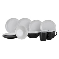 Gimex Solid Line Tableware Black & White (16 Pieces)
