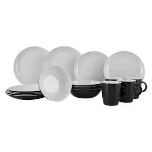 Gimex Solid Line Tableware Black & White (16 Pieces)