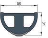 VETUS Vinyl rubbing strake, dark grey, HARO5S 50 x 34 mm (HARO5SL)