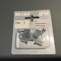 HOLT ALLEN PACK P008  -  PACK OF 2 X STAINLESS STEEL CANOPY HOOKS C/W SCREWS