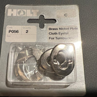 HOLT ALLEN PACK P056  -  2 X BRASS NICKEL PLATED CLOTH EYELETS FOR TURNBUCKLES