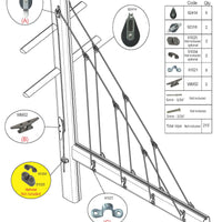 Lazy Jack Kit - for Boats from 32' To 38' - FULL KIT including Fastenings