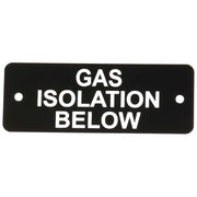 Gas Isolation Below Label (L) Black with White Engraving 105mm x 40mm JBL01B JBL01B