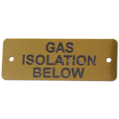 Gas Isolation Below Label (L) Gold with Black Engraving 105mm X 40mm JBL01G JBL01G