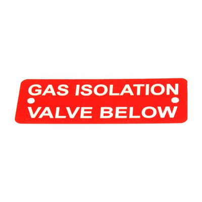 Gas Isolation Below Label (L) Red with White Engraving 105mm x 40mm JBL01R JBL01R