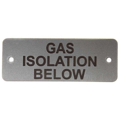 Gas Isolation Below Label (L) Silver with Black Engraving 105mm x 40mm JBL01S JBL01S