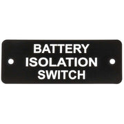 Battery Isolation Switch (L) Label Black with White Engrave 105 x 40mm JBL02B JBL02B